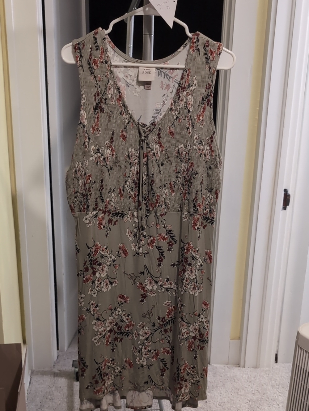 Knox Rose Olive Floral Sleeveless Tie-Front Tunic